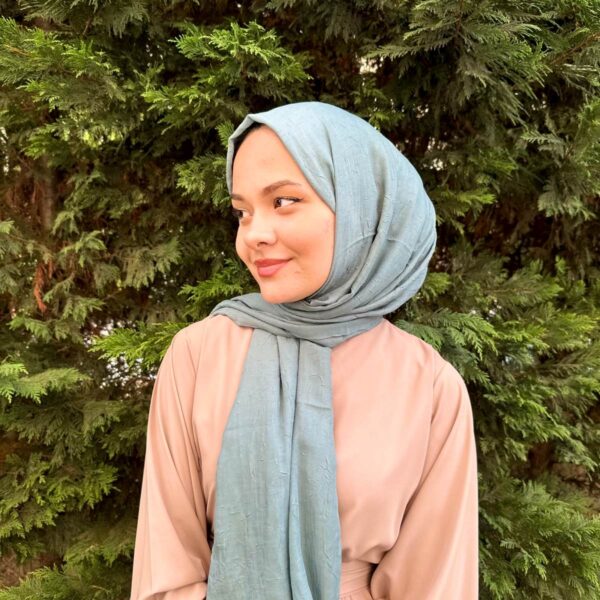 Ütü İstemez Bambu Kraş Şal – Soft Mavi- Doğal, Kaymaz, İç Göstermez, Dört Mevsim Kullanım